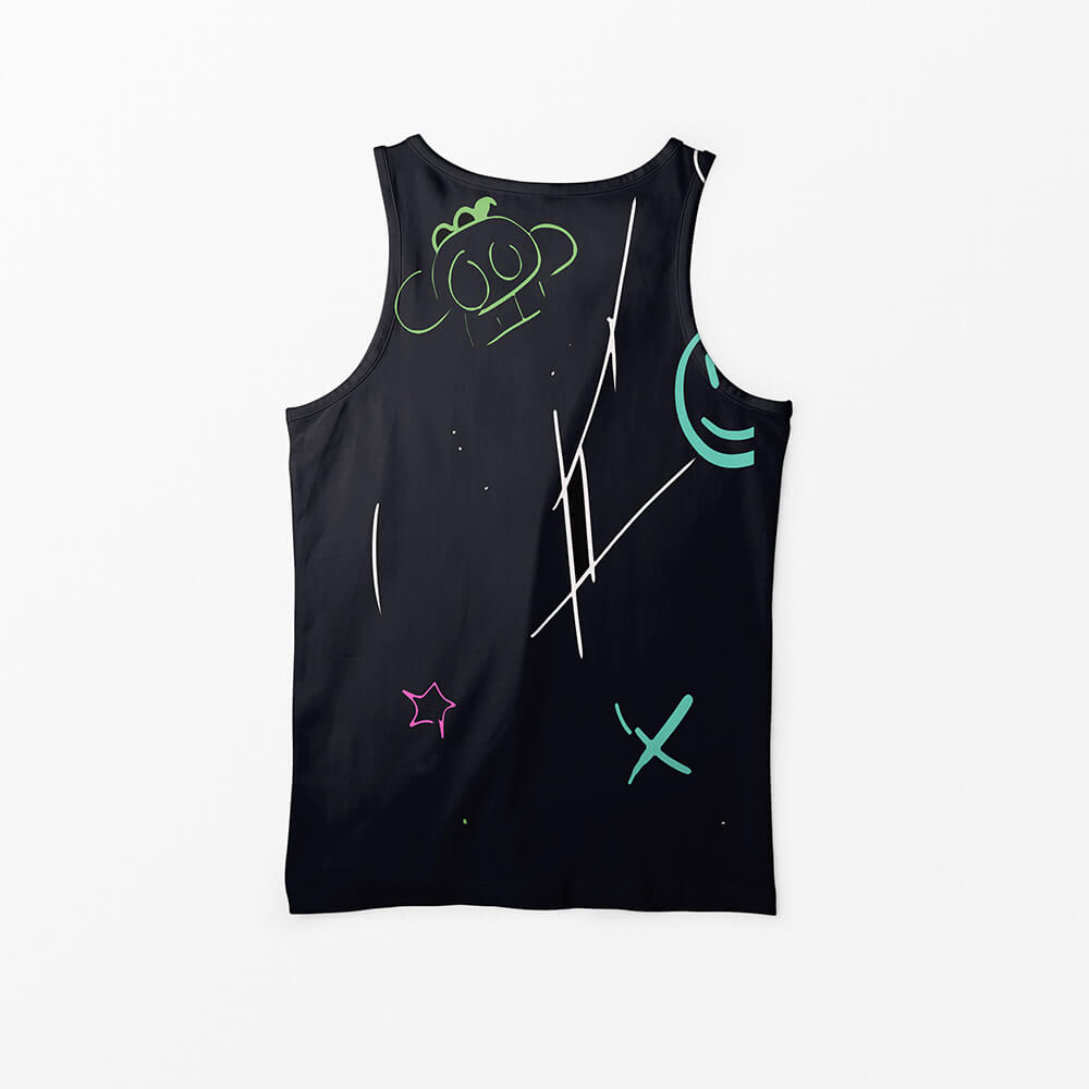 Jinx Was Here Gafitti Design Dark Blue Tank Top