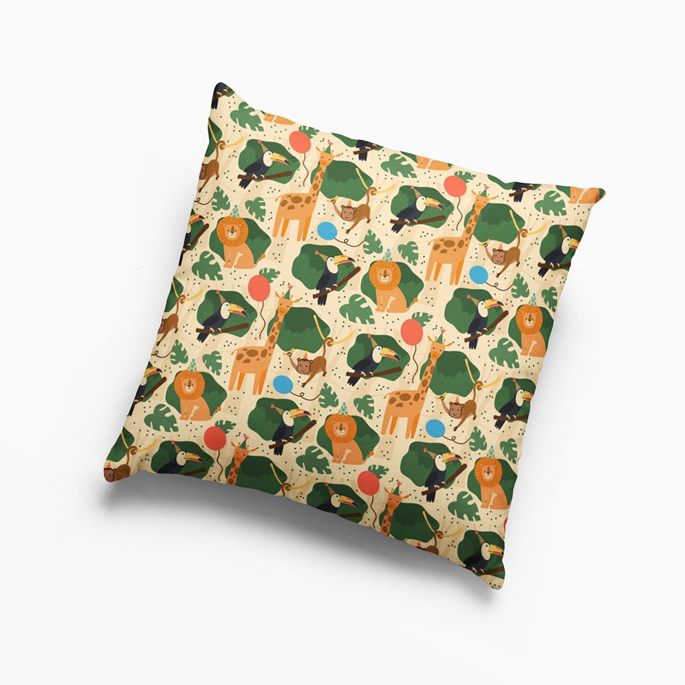 Jungle story Amazonian Kids Pattern Throw Pillow