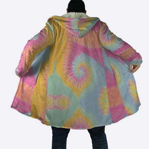 Ken Tie Dye Color Blend Hooded Cloak Coat