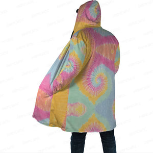 Ken Tie Dye Color Blend Hooded Cloak Coat