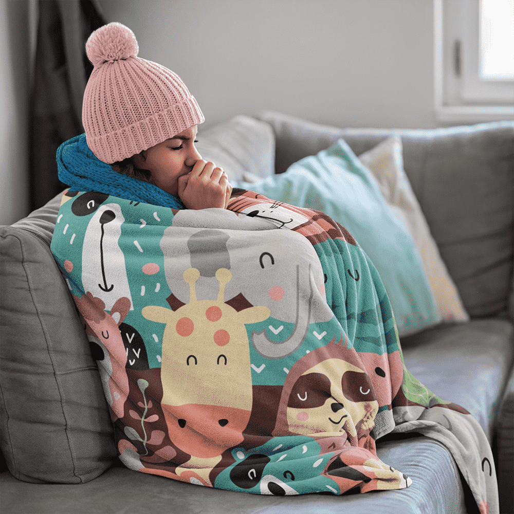 Kids Animal Seamless Pattern Blanket