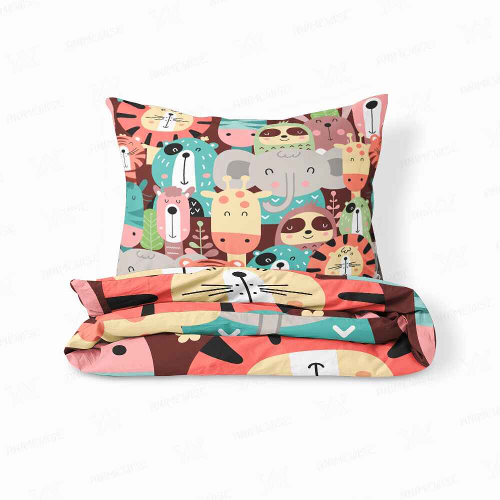 Kids Animal Seamless Pattern Comforter Set