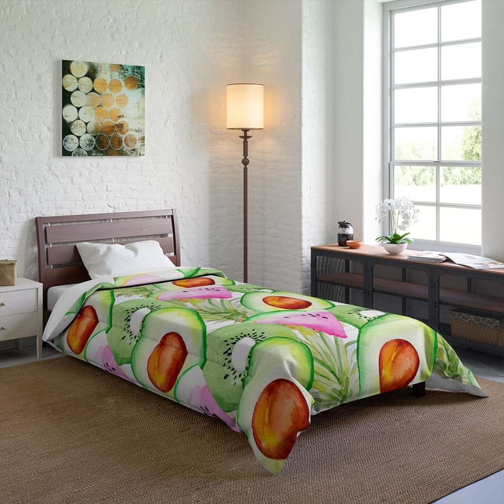 Watermelon Kiwi Brushed Pattern Comforter Comforter Set Bedding