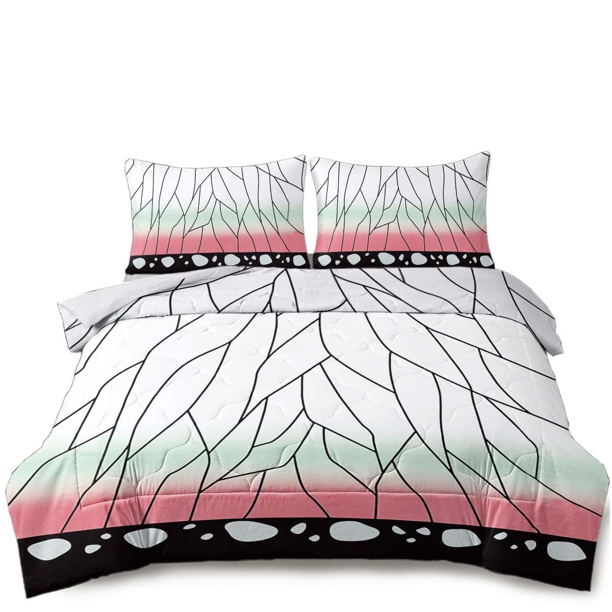Insect Pillar Butterfly Pattern Demon Slaying Comforter Set Bedding