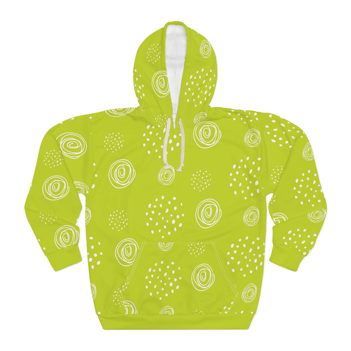 Lemon Green Floral Pattern Pullover Hoodie