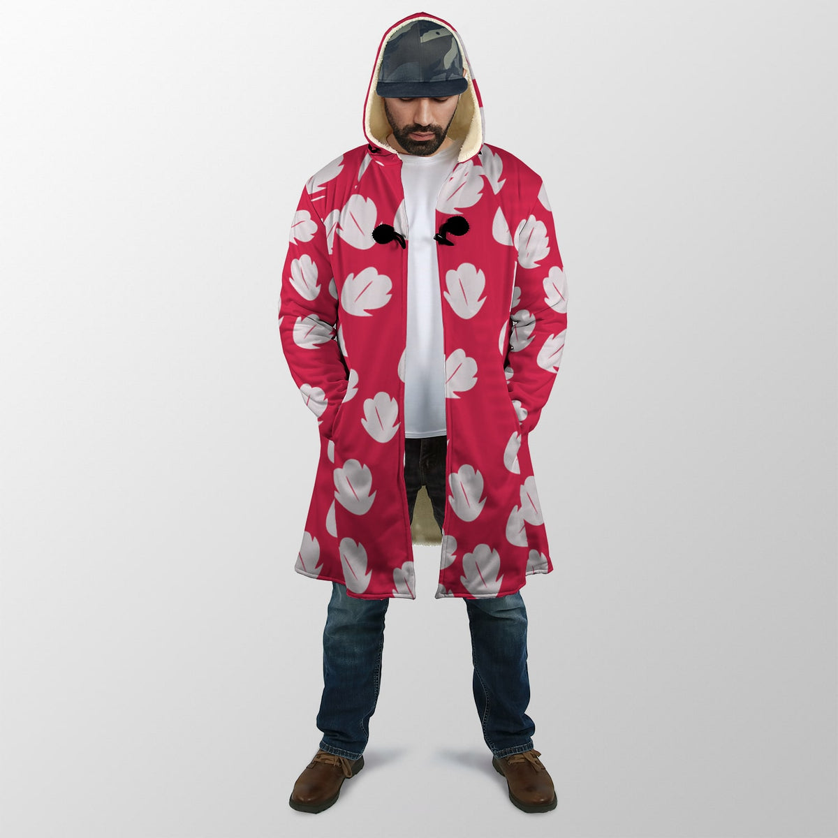 Lilo Floral Pattern Hooded Cloak Coat