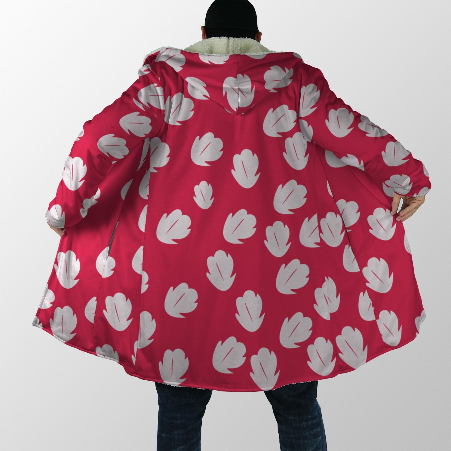 Lilo Stitch Floral Pattern Hooded Cloak Coat