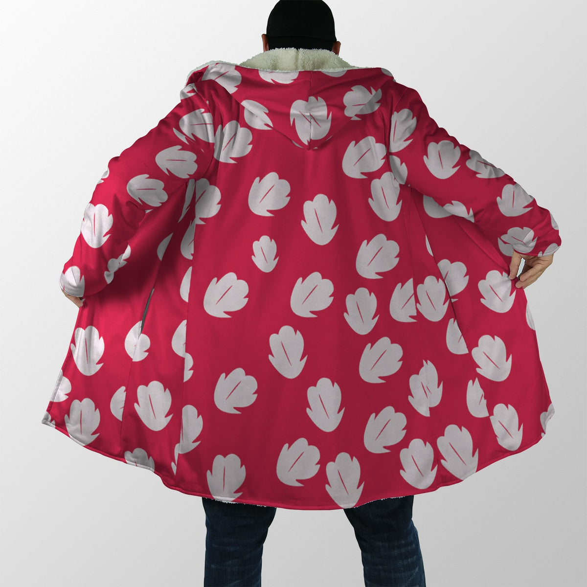Lilo Floral Pattern Hooded Cloak Coat