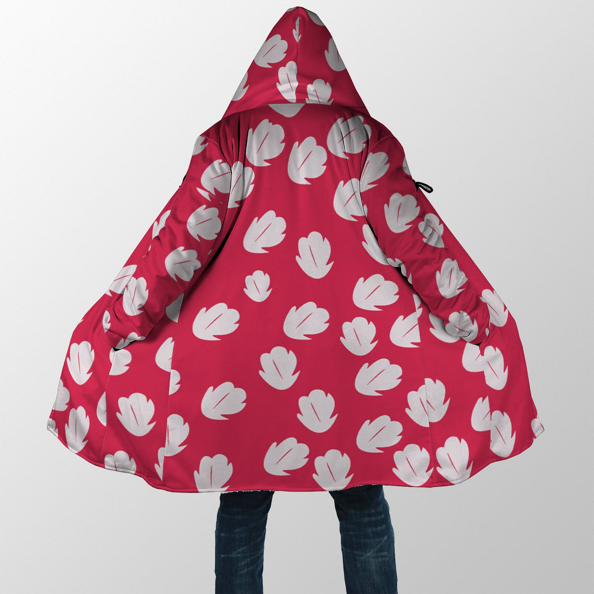 Lilo Floral Pattern Hooded Cloak Coat