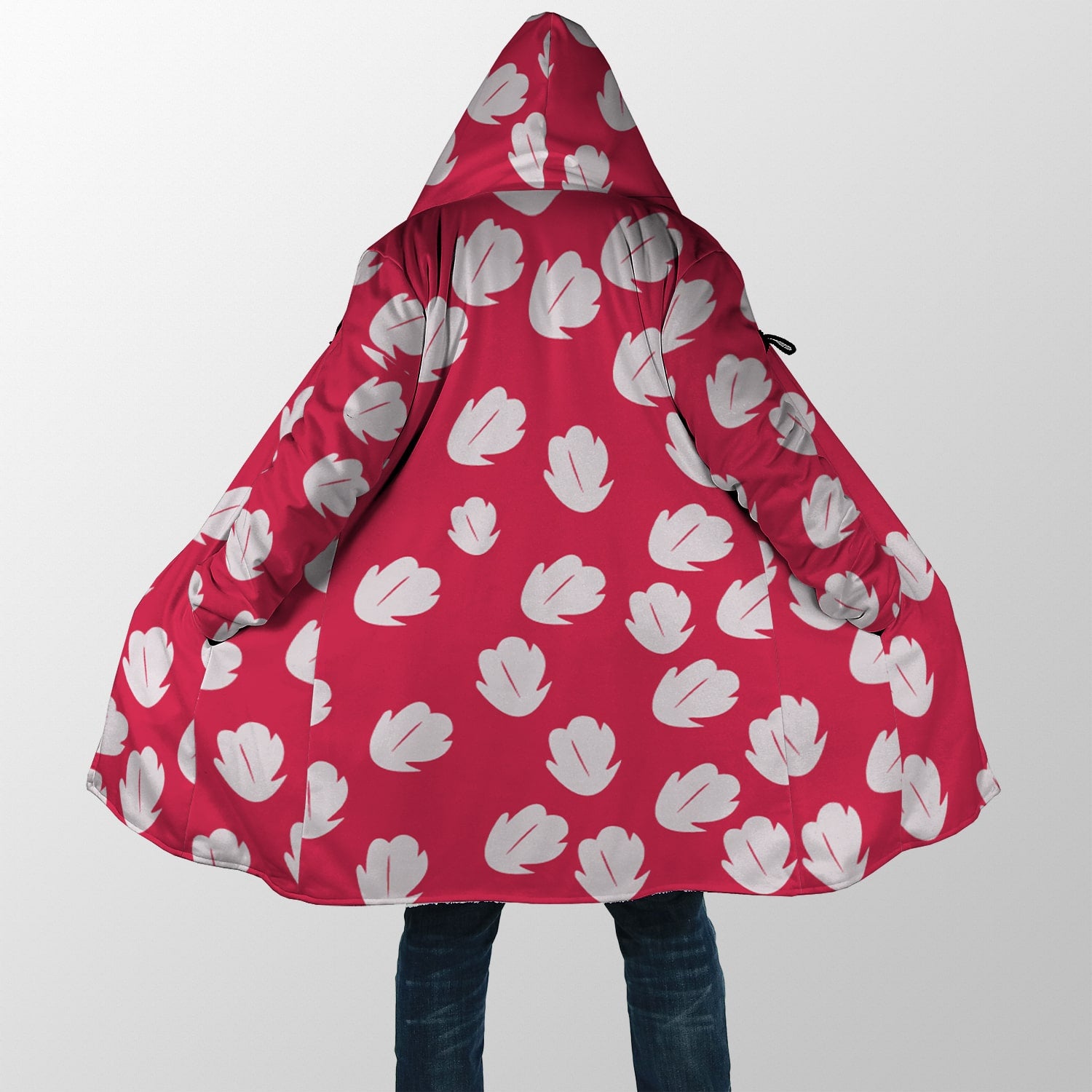 Lilo Floral Pattern Hooded Cloak Coat