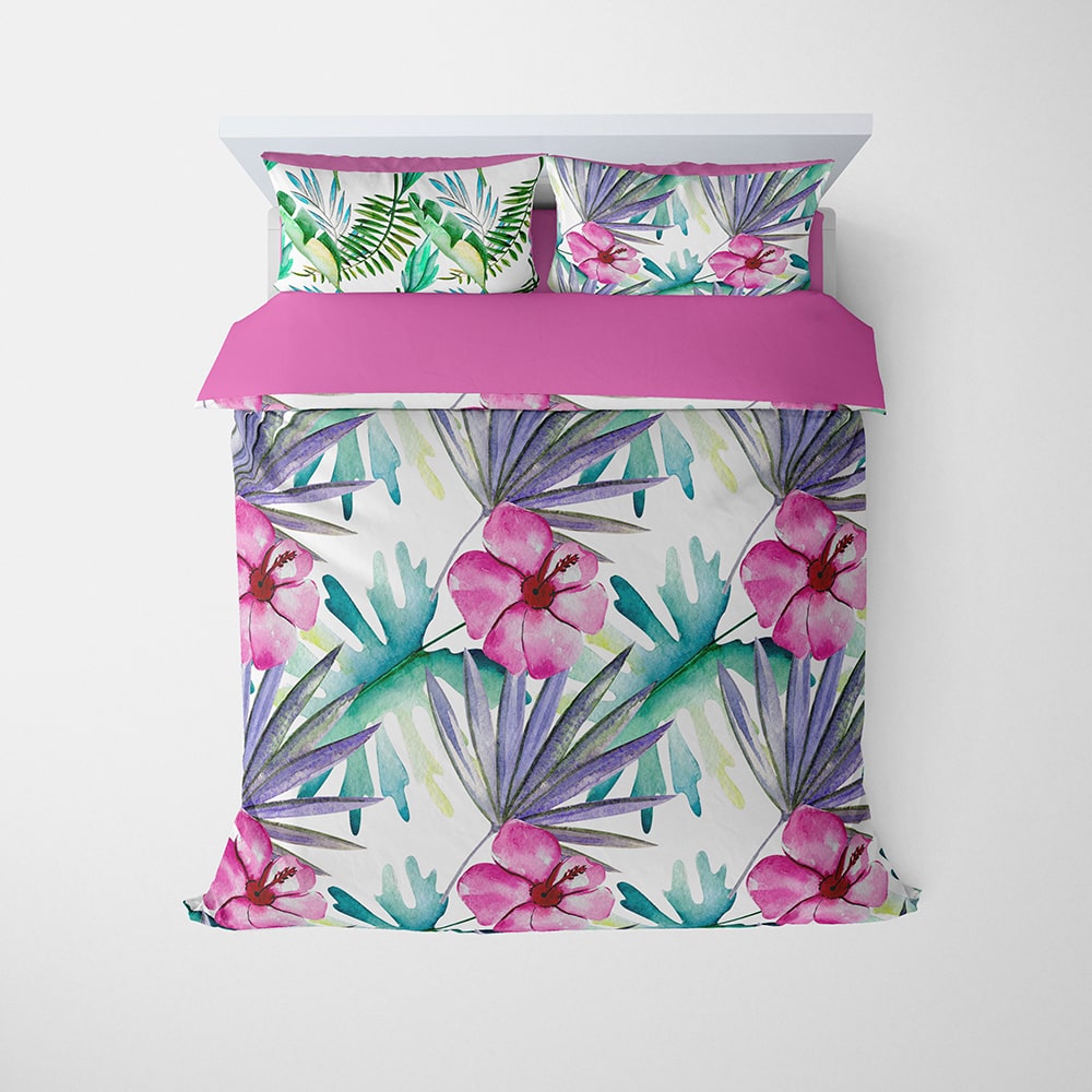 Lily Hibiscus Flower Pattern Comforter Set Bedding