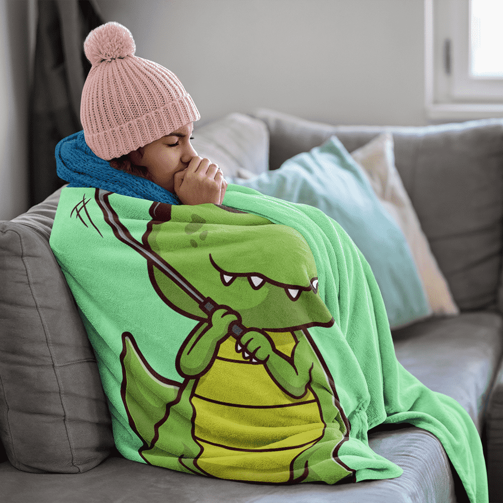 Little Dino Playing Golf Blanket
