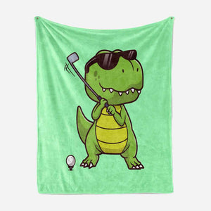 Little Dino Playing Golf Blanket
