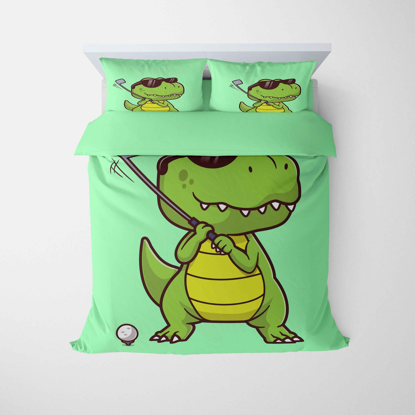 Cool Little Dino Playing Golf Comforter Set