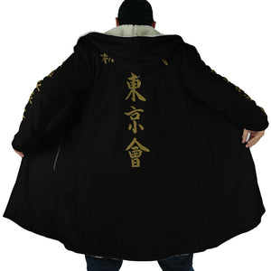 Manji Yakuza Fleece Hooded Cloak Coat