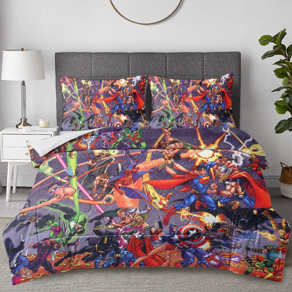 All Comic Heroes Fight Comforter Set