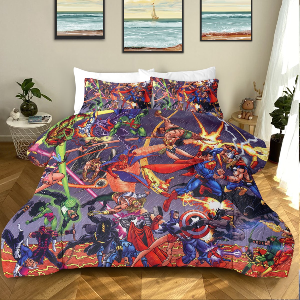 All Comic Heroes Fight Comforter Set