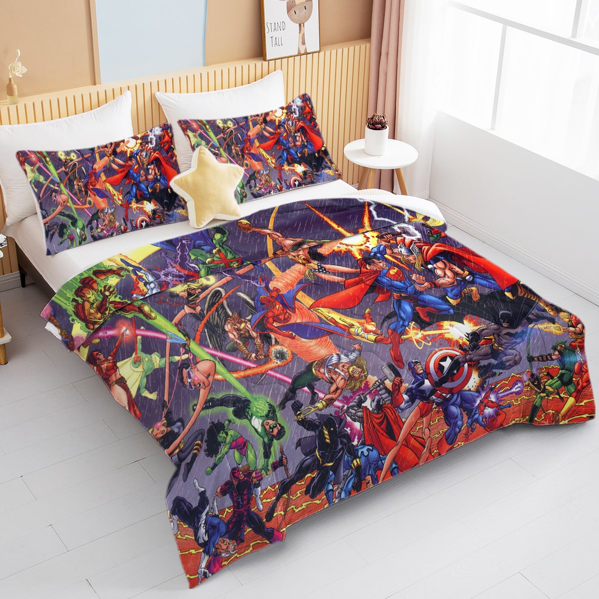 All Comic Heroes Fight Comforter Set