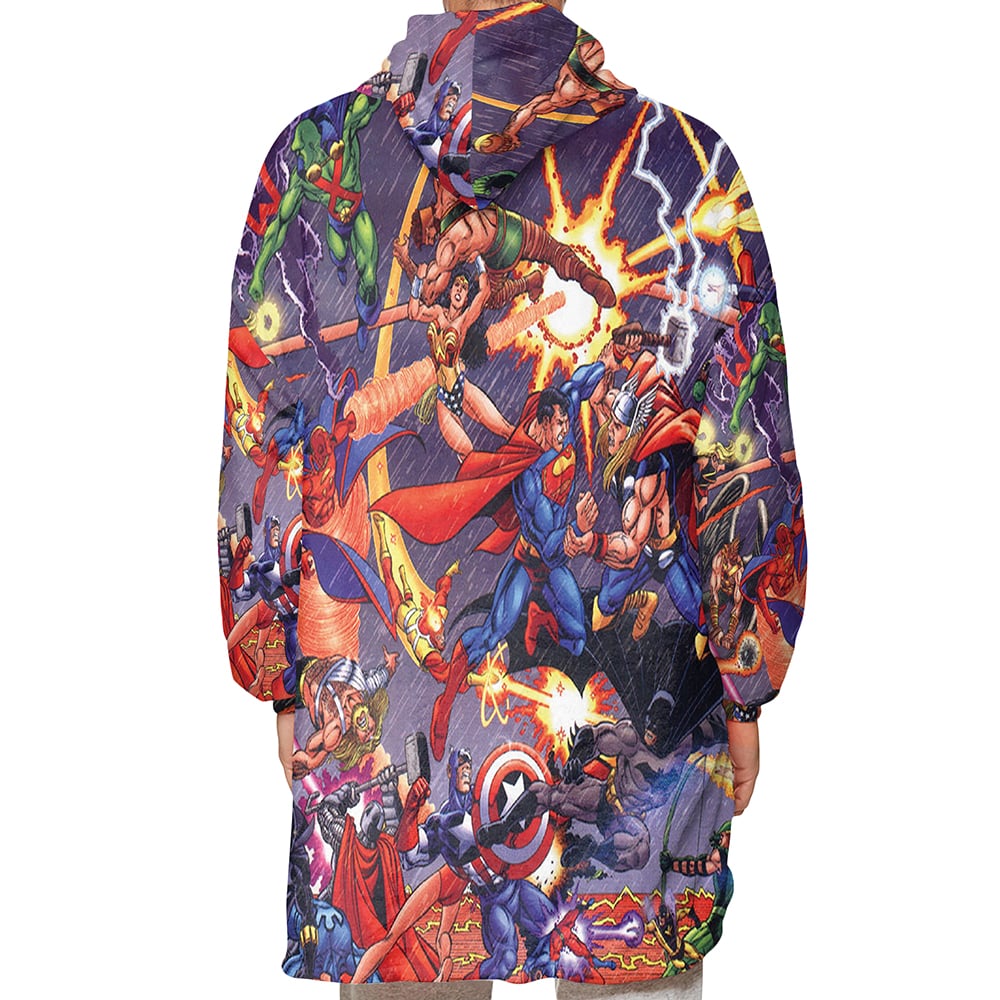 All Over Comic Heroes Blend Oodie Blanket Hoodie