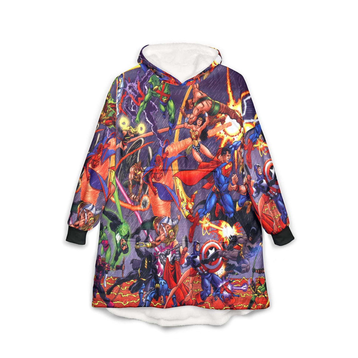 All Over Comic Heroes Blend Blanket Hoodie