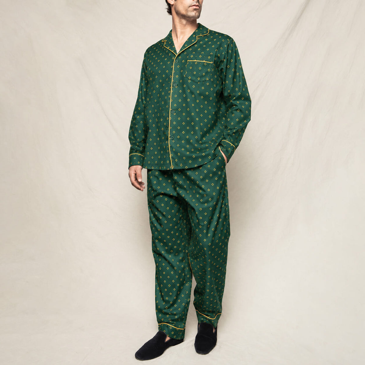 Men's Emerald Foulard Satin Pajama Set