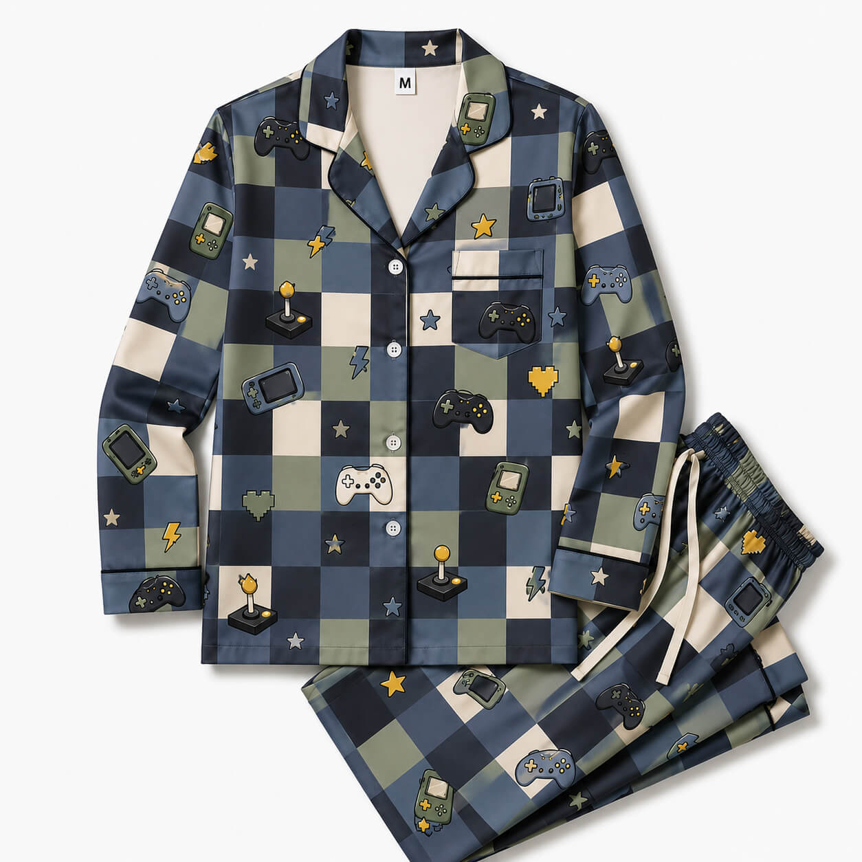 Men's Game Night Satin Pajama Set