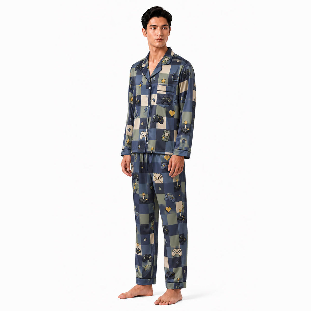 Men's Game Night Satin Pajama Set