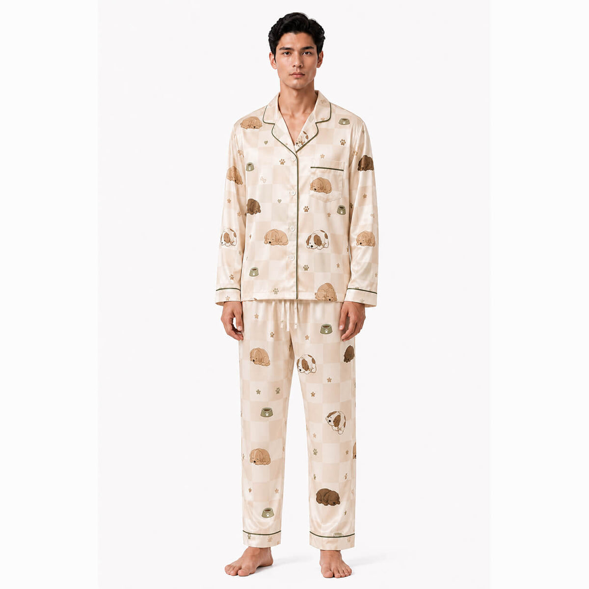 Men's Puppy Dream Satin Pajama Set