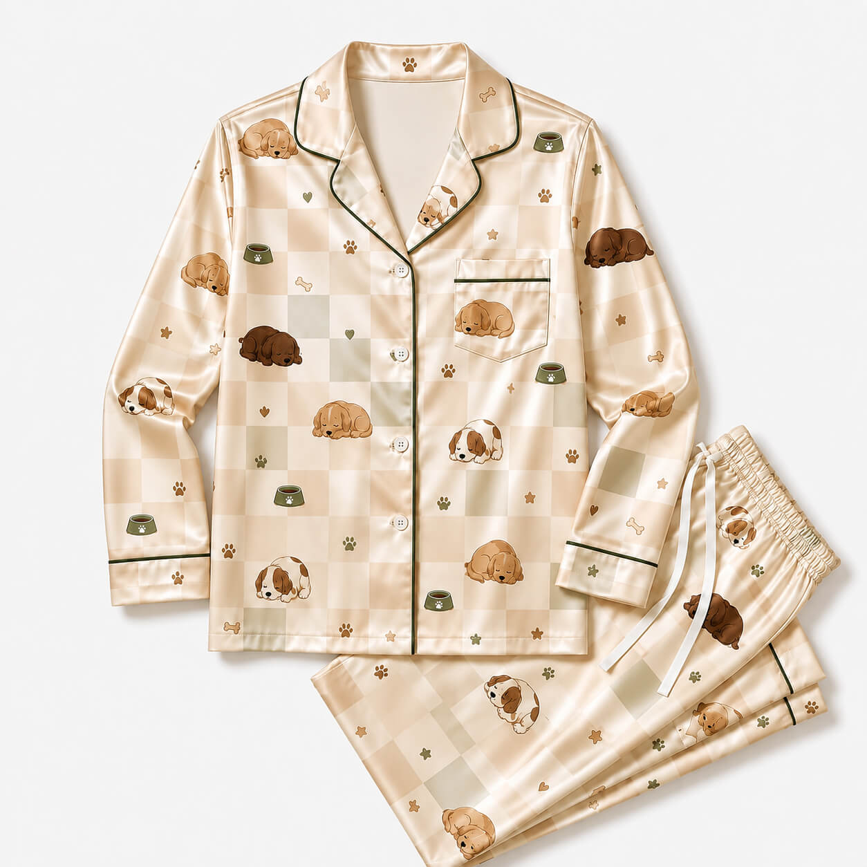Men's Puppy Dream Satin Pajama Set