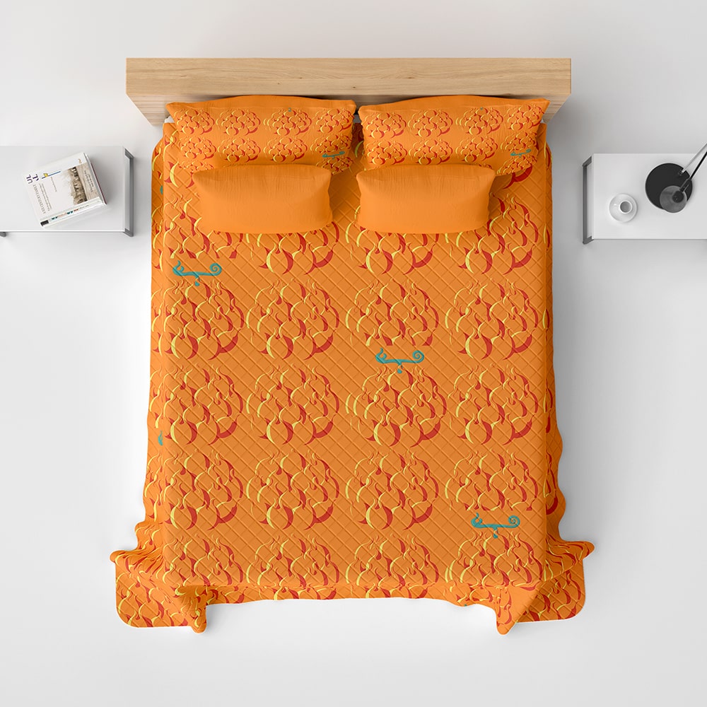 Mera Mera Devil Fruit Pattern Bedspread Quilt Set