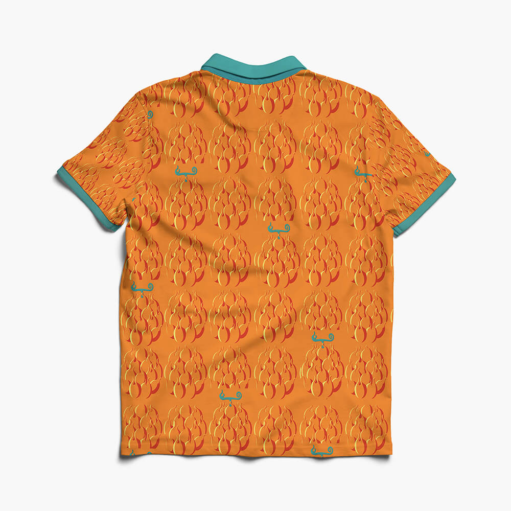 Mera Mera Devil Fruit Pattern Polo Shirt