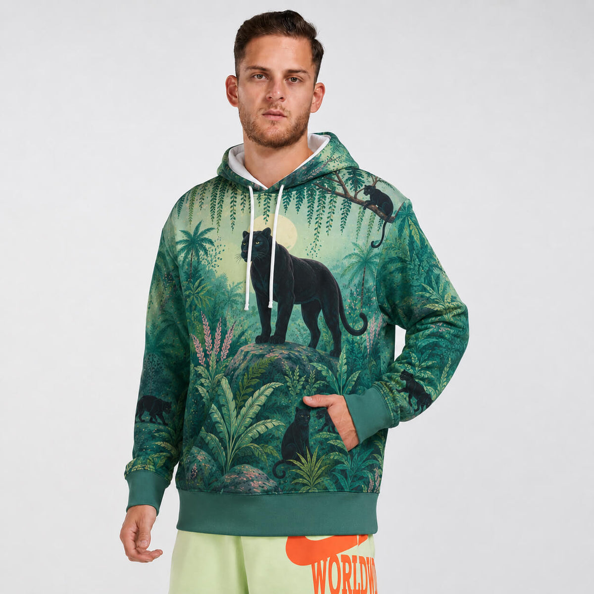 Midnight Panther Jungle Graphic Hoodie