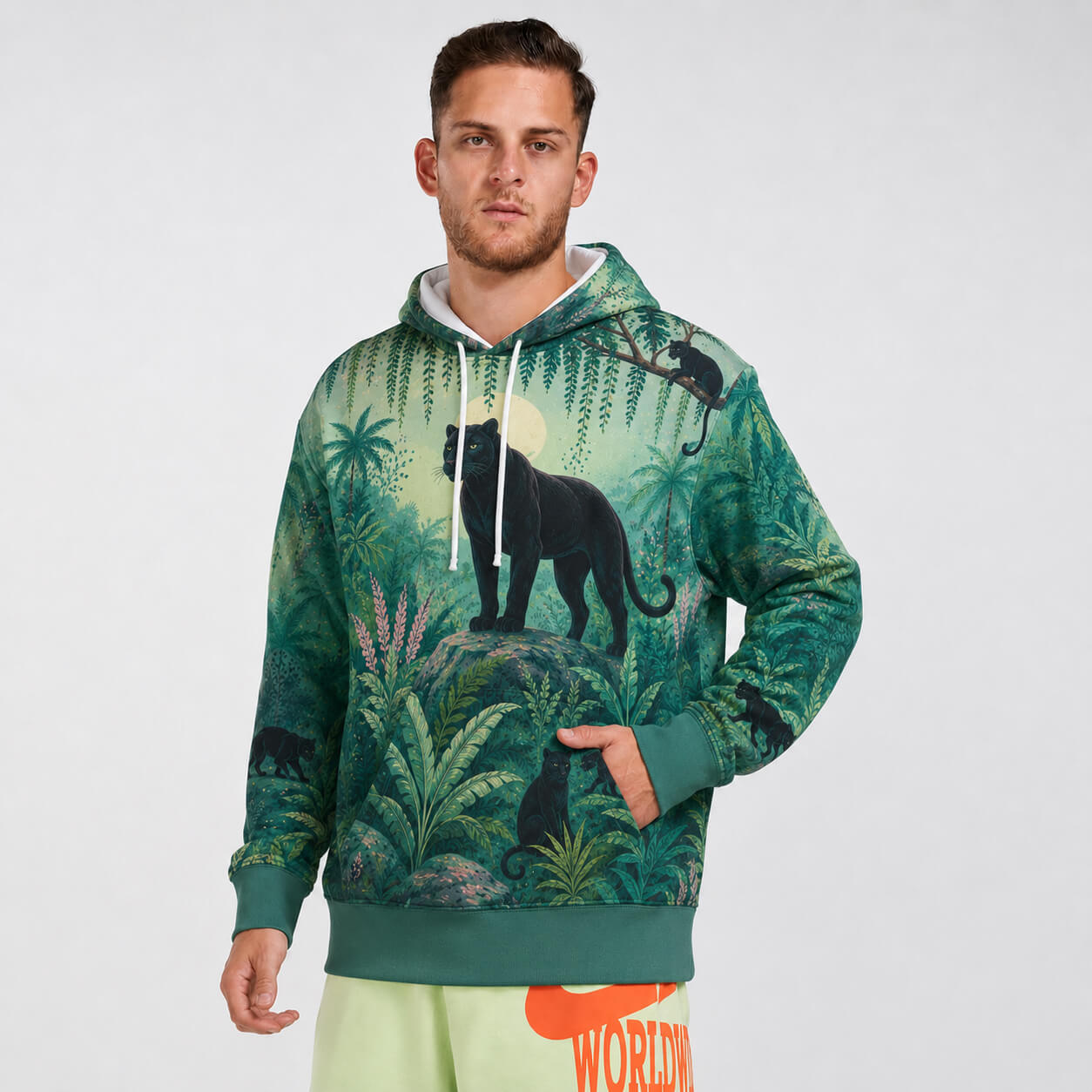 Midnight Panther Jungle Graphic Hoodie