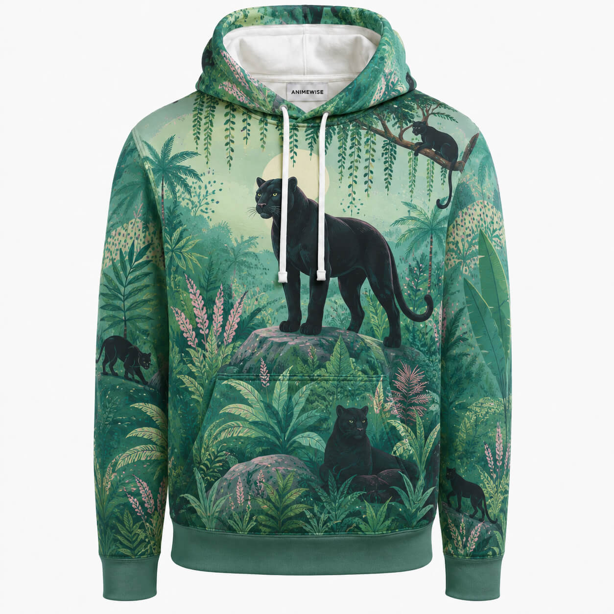 Midnight Panther Jungle Graphic Hoodie