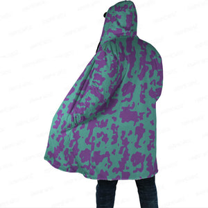 Mina Ashido Pattern Fleece Hooded Cloak Coat