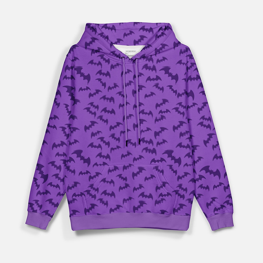 Morrigan Bats All Over Brushed Pullover Hoodie