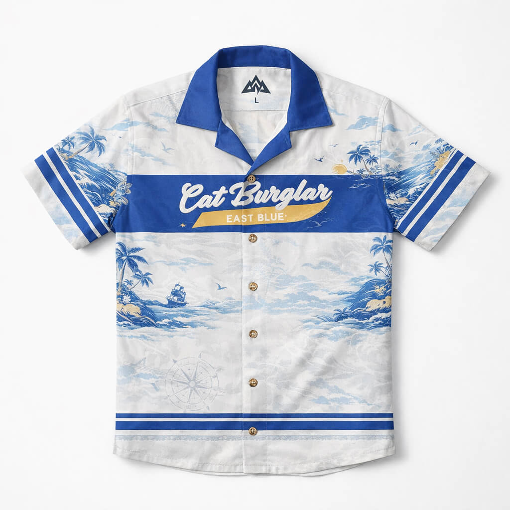 East Blue Nami Button up Hawaiian Shirt