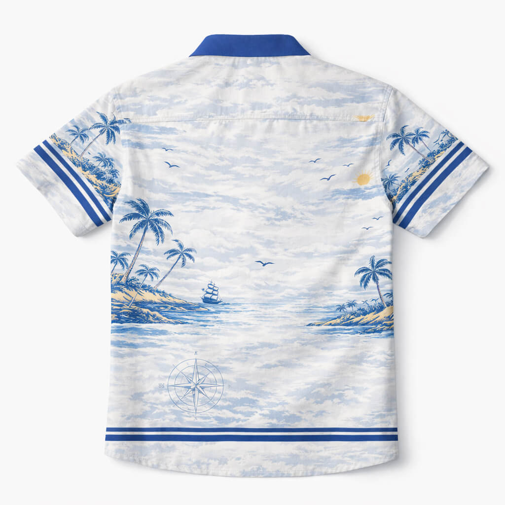 East Blue Nami Button up Hawaiian Shirt