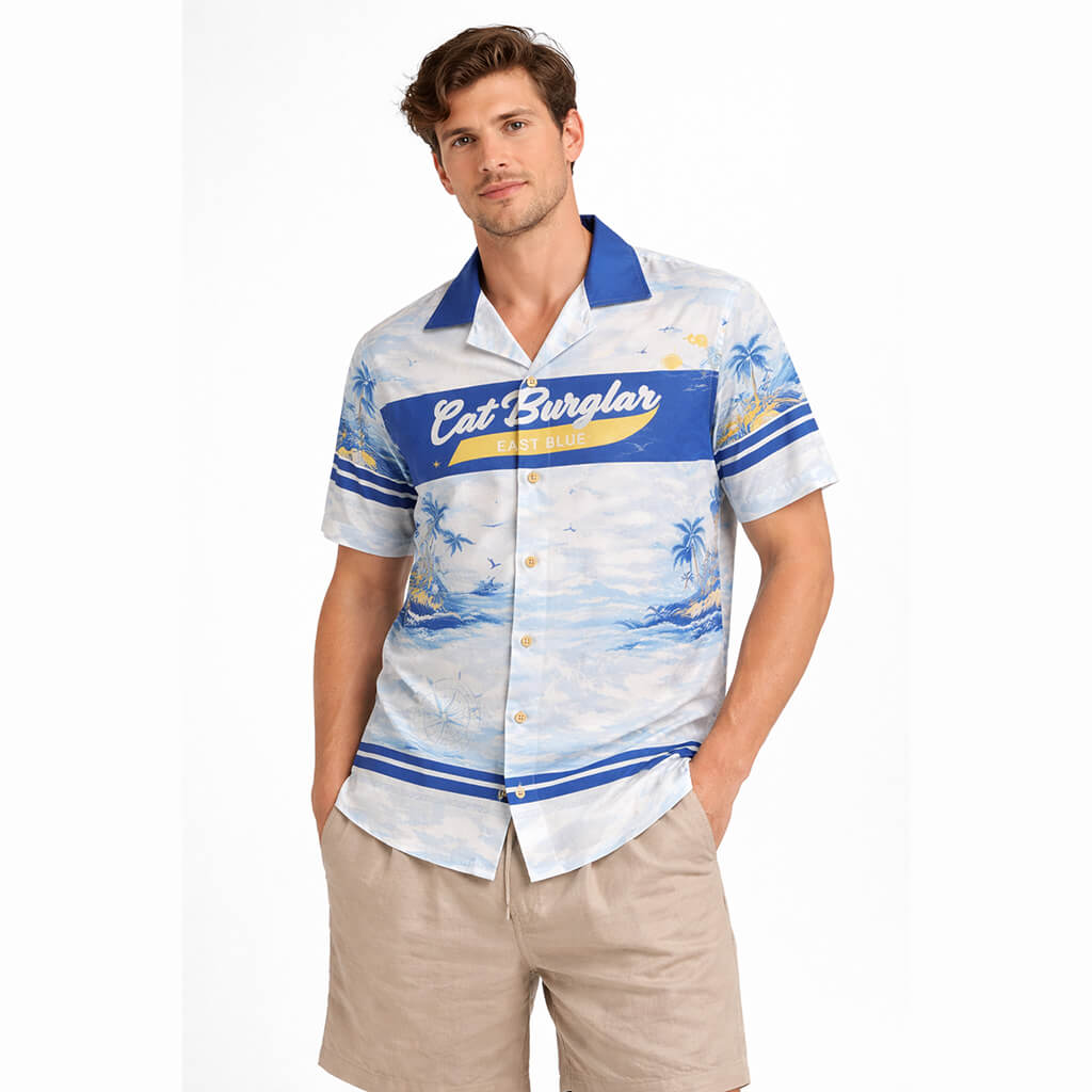 East Blue Nami Button up Hawaiian Shirt