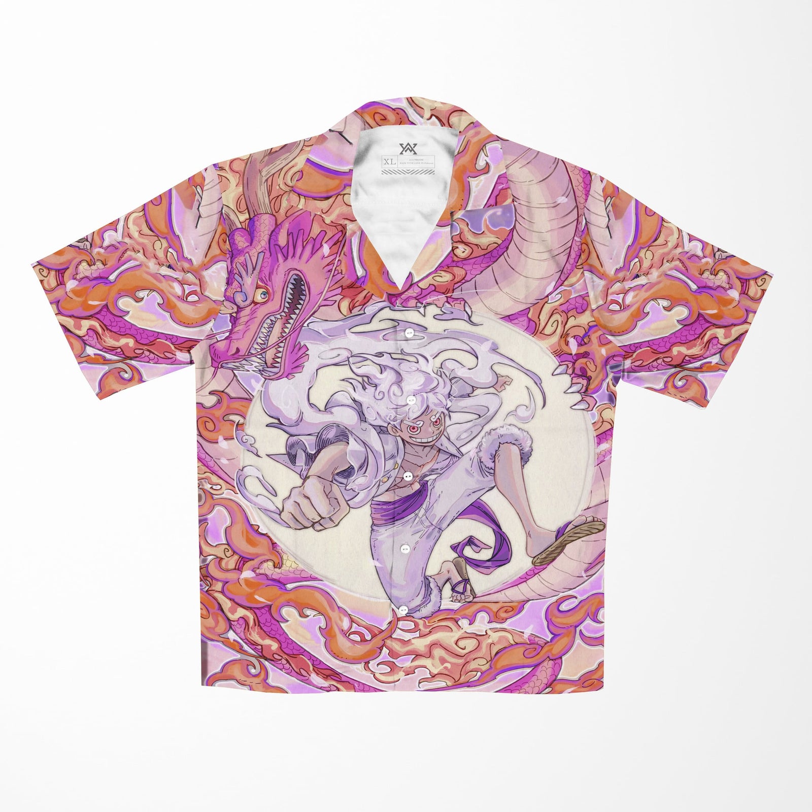 Luffy Gear 5 Dragon Button Up Hawaiian Shirt