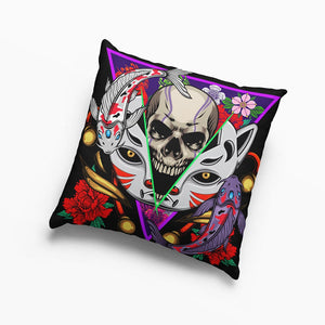 Ninja skeliton Mask black Throw Pillow