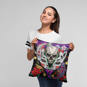 Ninja skeliton Mask black Throw Pillow