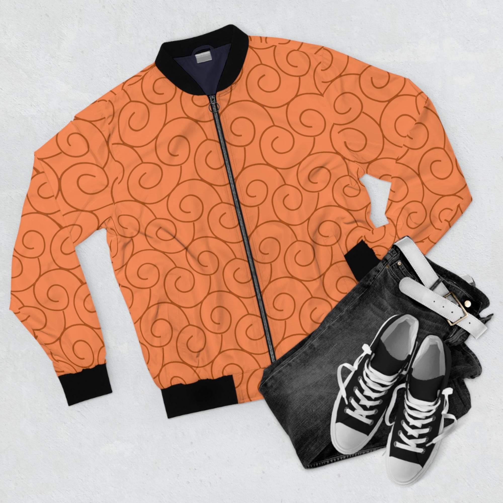 Flame Fruit Pattern Bomber Jacket