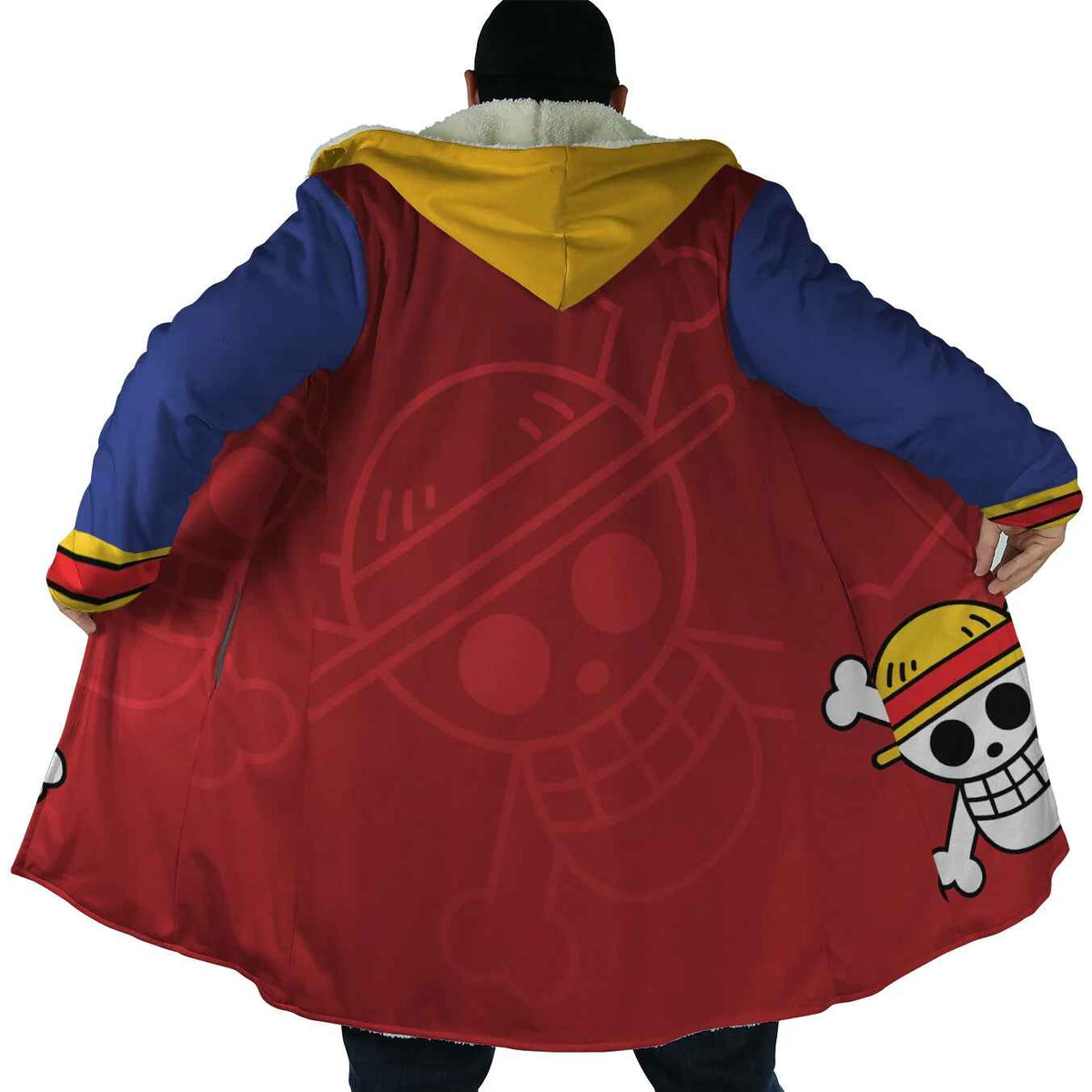 Straw Hat pirate Jolly Roger Brushed Hooded Cloak Coat