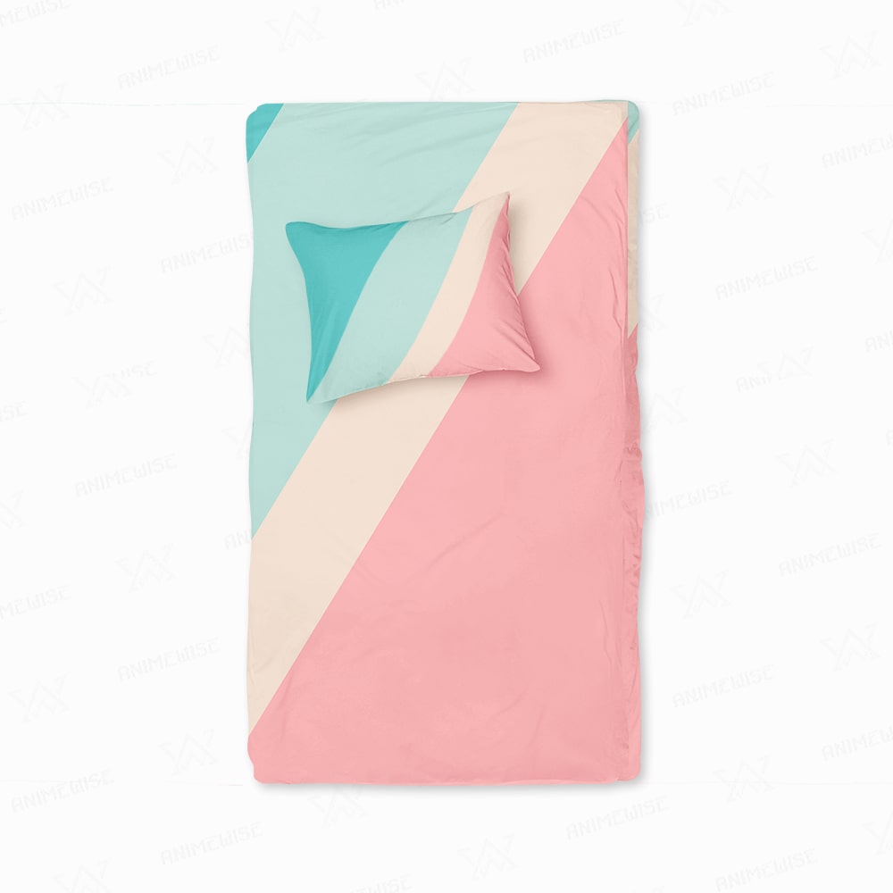 Pastel Pink And Blue Tail Stripes Duvet Cover Bedding