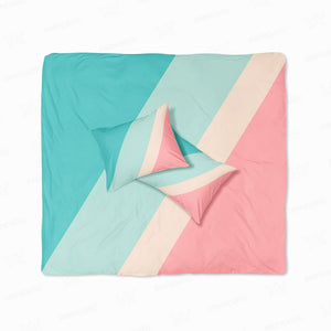 Pastel Pink And Blue Tail Stripes Duvet Cover Bedding