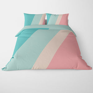 Pastel Pink And Blue Tail Stripes Duvet Cover Bedding