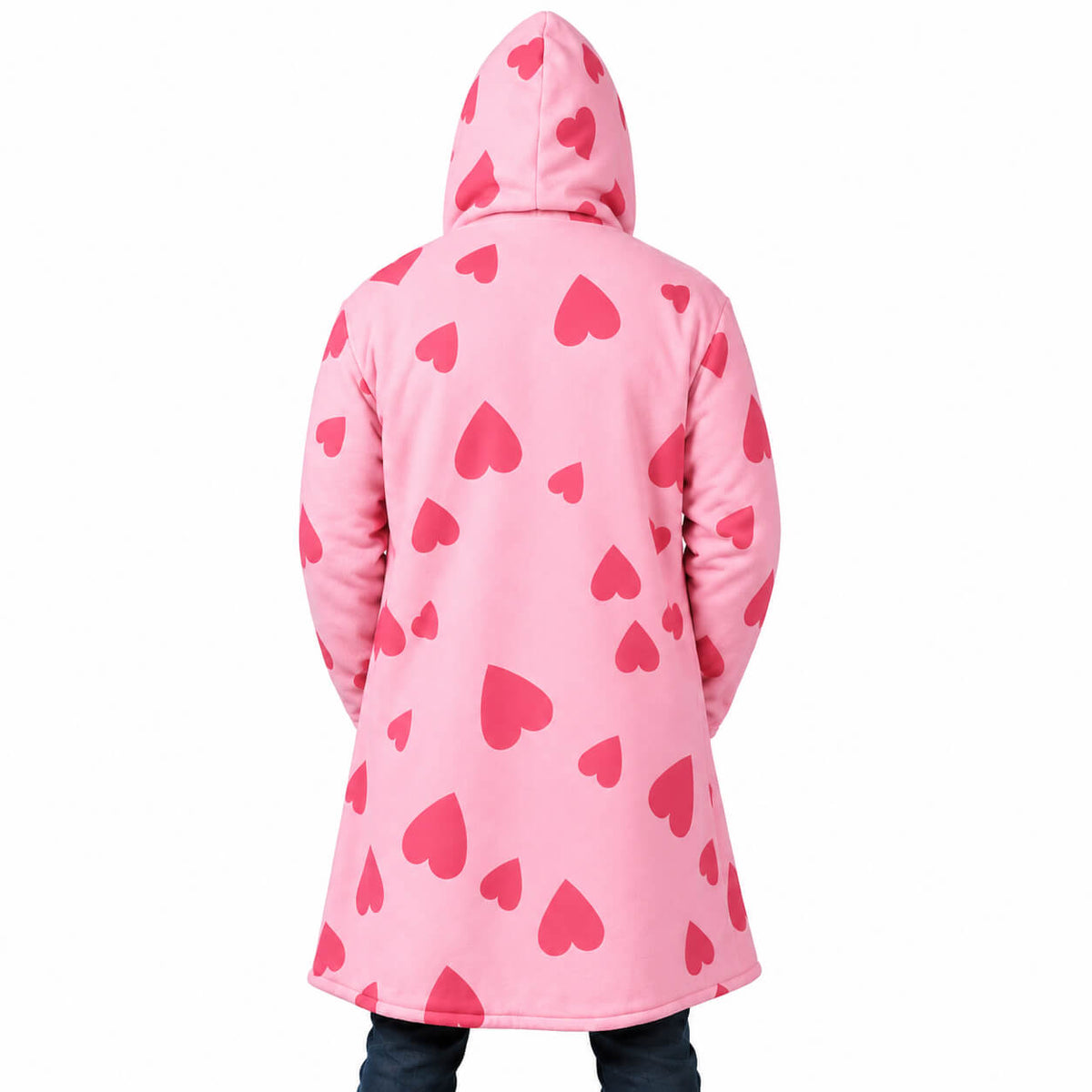 Pink Heart Hooded Cloak Coat
