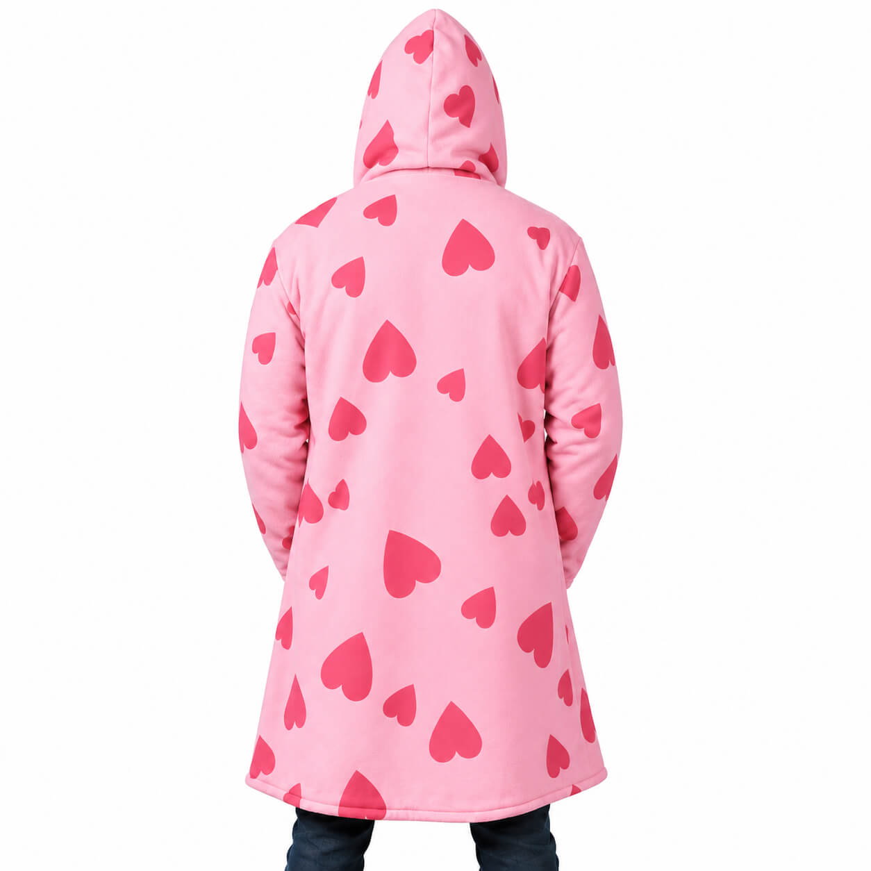 Pink Heart Hooded Cloak Coat