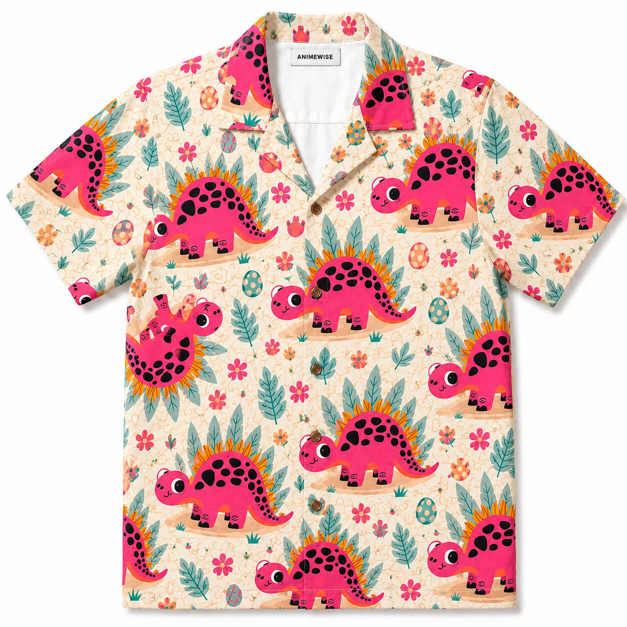 Pink Stegosaurus Hawaiian Shirt